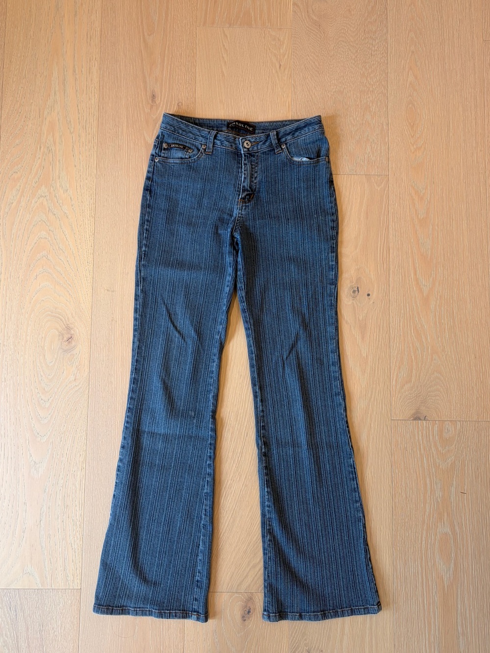 Gasoline Y2K Pinstripe Flare Jeans Size 6 Stretch Denim